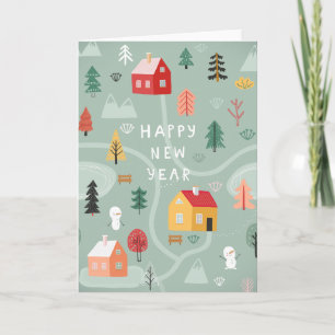 Winter Village New Year - A Cosy Start Holiday Card