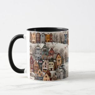Winter Village Scene Cosy Snowy Town Mug