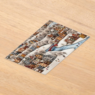 Winter Village Scene Cozy Snowy Town Acrylic Invitations