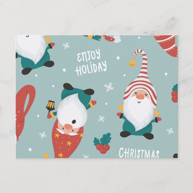 Winter Village Scene Merry Christmas, New Year     Holiday Postcard (Front)