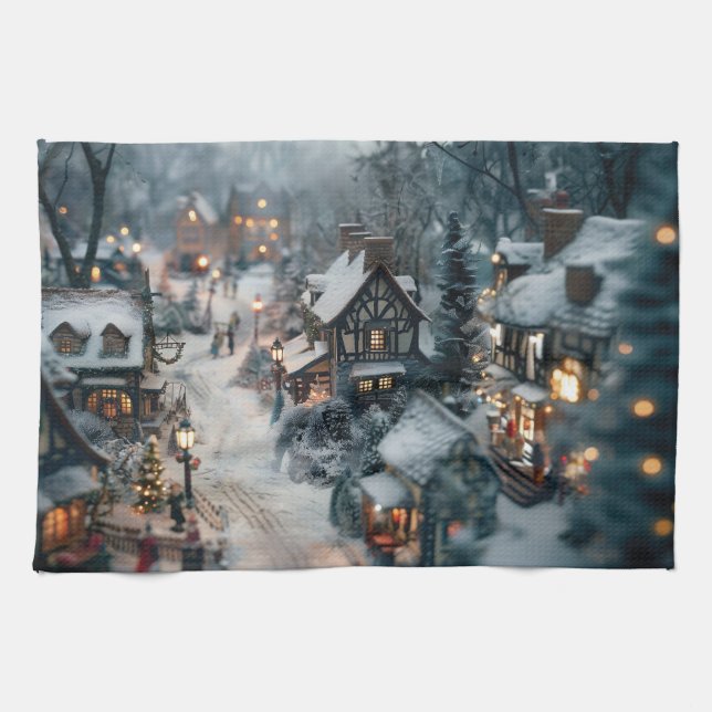 Winter village tea towel (Horizontal)