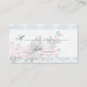 Winter Vintage Birds Wedding Place Card