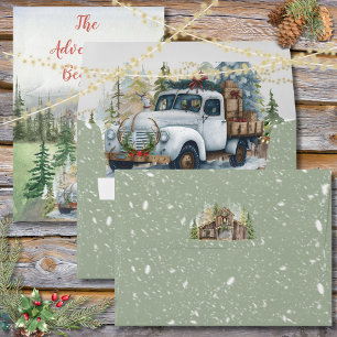Winter Vintage Truck in Evergreen Forest Envelope