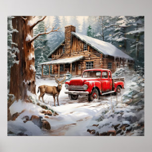 Winter Vintage Truck Poster