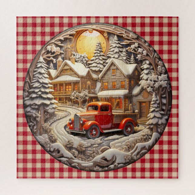 Winter Vintage Truck Puzzle (Vertical)