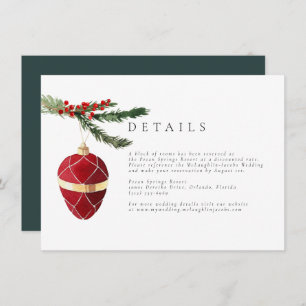 Winter Vintage Watercolor Ornament Details Wedding Enclosure Card