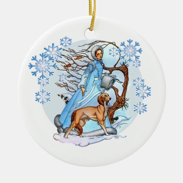 Winter Walk Ceramic Tree Decoration (Front)