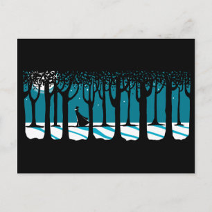 Winter Walk in Moonlit Woods. Postcard