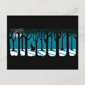 Winter Walk in Moonlit Woods. Postcard