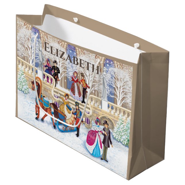 Winter walk Ladies and gentlemen Large Gift Bag (Front Angled)
