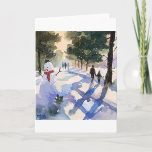 Winter Walk Through the Pine Woods Watercolor Card
