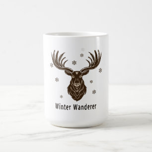 Winter Wanderer Rustic Stag   Majestic Deer & Snow Coffee Mug