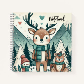  Winter Wanderers – Cosy Deer Family in the Snow Notebook