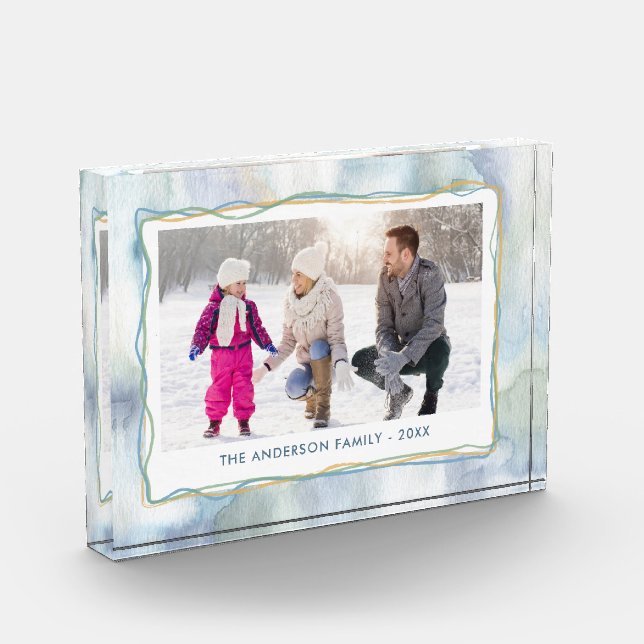 Winter Watercolor | 2 Photo Christmas Block (Left)