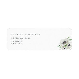Winter Watercolor Anemones  Return Address Return Address Label