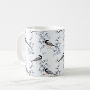 Winter Watercolor Birds Botanical Pattern Coffee Mug