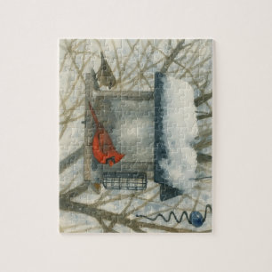 Winter Watercolor Cardinal Jigsaw Puzzle