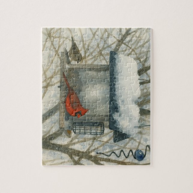 Winter Watercolor Cardinal Jigsaw Puzzle (Vertical)