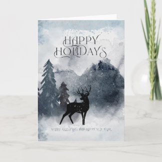 Winter Watercolor Christmas Card Happy Holidays