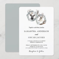 Winter Watercolor Deer Wreath Silver