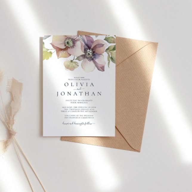 Winter Watercolor Floral Wedding Invitation (Creator Uploaded)