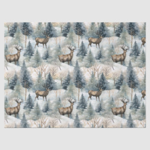 Winter Watercolor Forest Deer (1) Tissue Paper