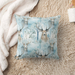 Winter Watercolor Forest Deer (2) Cushion