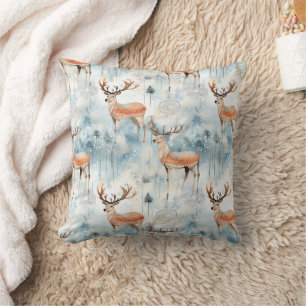 Winter Watercolor Forest Deer (3) Cushion