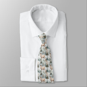 Winter Watercolor Forest Deer (6) Tie