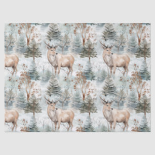 Winter Watercolor Forest Deer (6) Tissue Paper