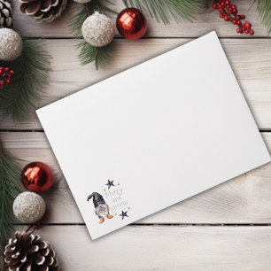 Winter Watercolor Gnome with stars Xmas Envelope