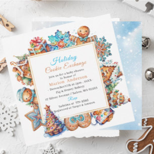 Winter Watercolor Holiday Cookie Exchange Baby Sho Invitation