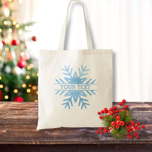 Winter Watercolor Holiday Snowflake Personalised Tote Bag (Creator Uploaded)