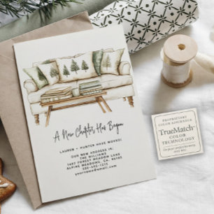 Winter Watercolor New Chapter Has Begun Holiday Announcement Postcard