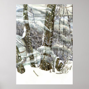 Winter Watercolor painting Poster