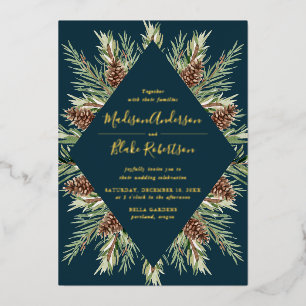 Winter Watercolor Pine Cone Frame Wedding