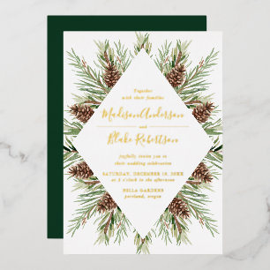 Winter Watercolor Pine Cone Frame Wedding