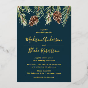 Winter Watercolor Pine Cone Wedding