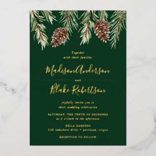Winter Watercolor Pine Cone Wedding