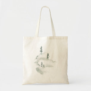 Winter Watercolor Pine Trees Tote Bag