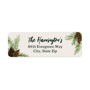 Winter Watercolor Pinecone Holiday Return Address Return Address Label