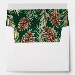 Winter Watercolor Pinecone Return Address Envelope