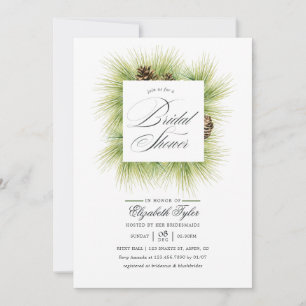 Winter Watercolor Pines Bridal Shower Invitation