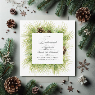 Winter Watercolor Pines Bridesmaids Luncheon Invitation