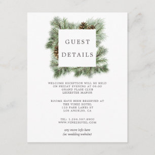 Winter Watercolor Pines Wedding Guest Details Enclosure Card