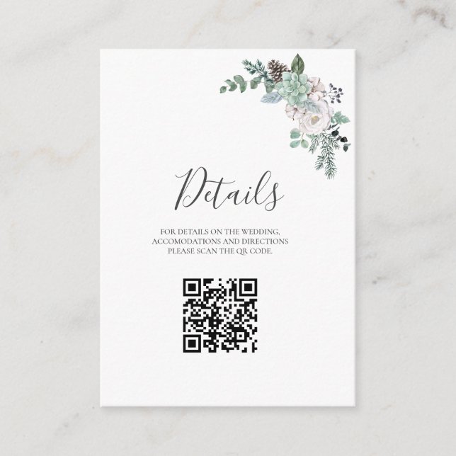 Winter Watercolor Wedding Enclosure Card (Front)