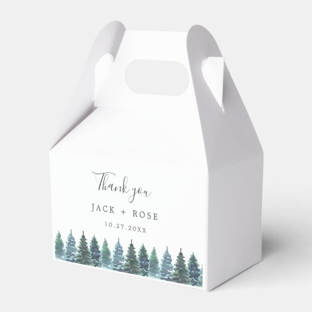 Winter Watercolor Wedding Favour Box (Front Side)