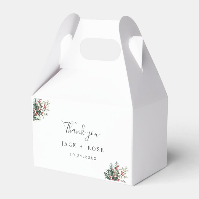Winter Watercolor Wedding Favour Box (Front Side)