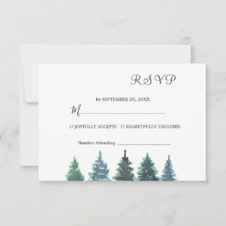Winter Watercolor Wedding RSVP Card