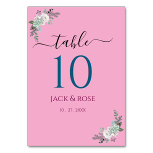 Winter Watercolor Wedding Table Number